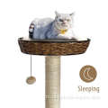 มัลติฟังก์ชั่นเทียม Rattan Cat Furniture Plush Cover Sisal Post Cat Tree